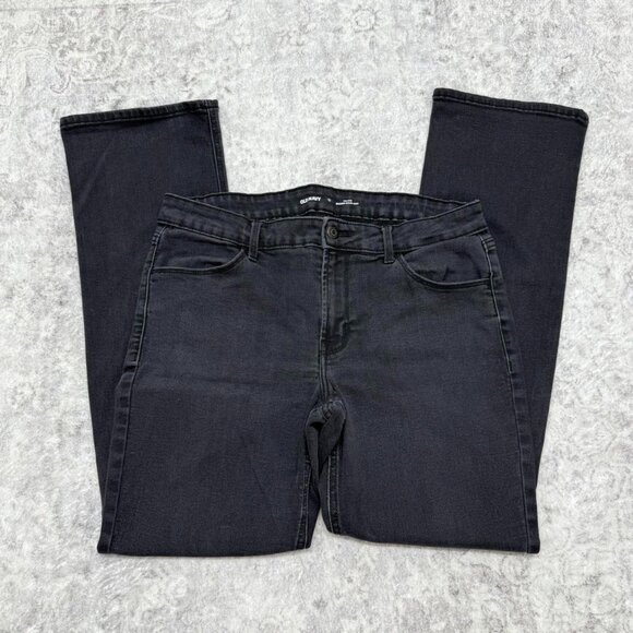 Old Navy Black Jeans Mid Rise Kicker Boot Cut Denim Jeans - Picture 1 of 6